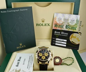 Sports Watches | Racing Professional Watches | Sant Blanc ROLEX Rehaut 18kt Gold Daytona Black Paul Newman Black Crocodile Strap Model 116518
