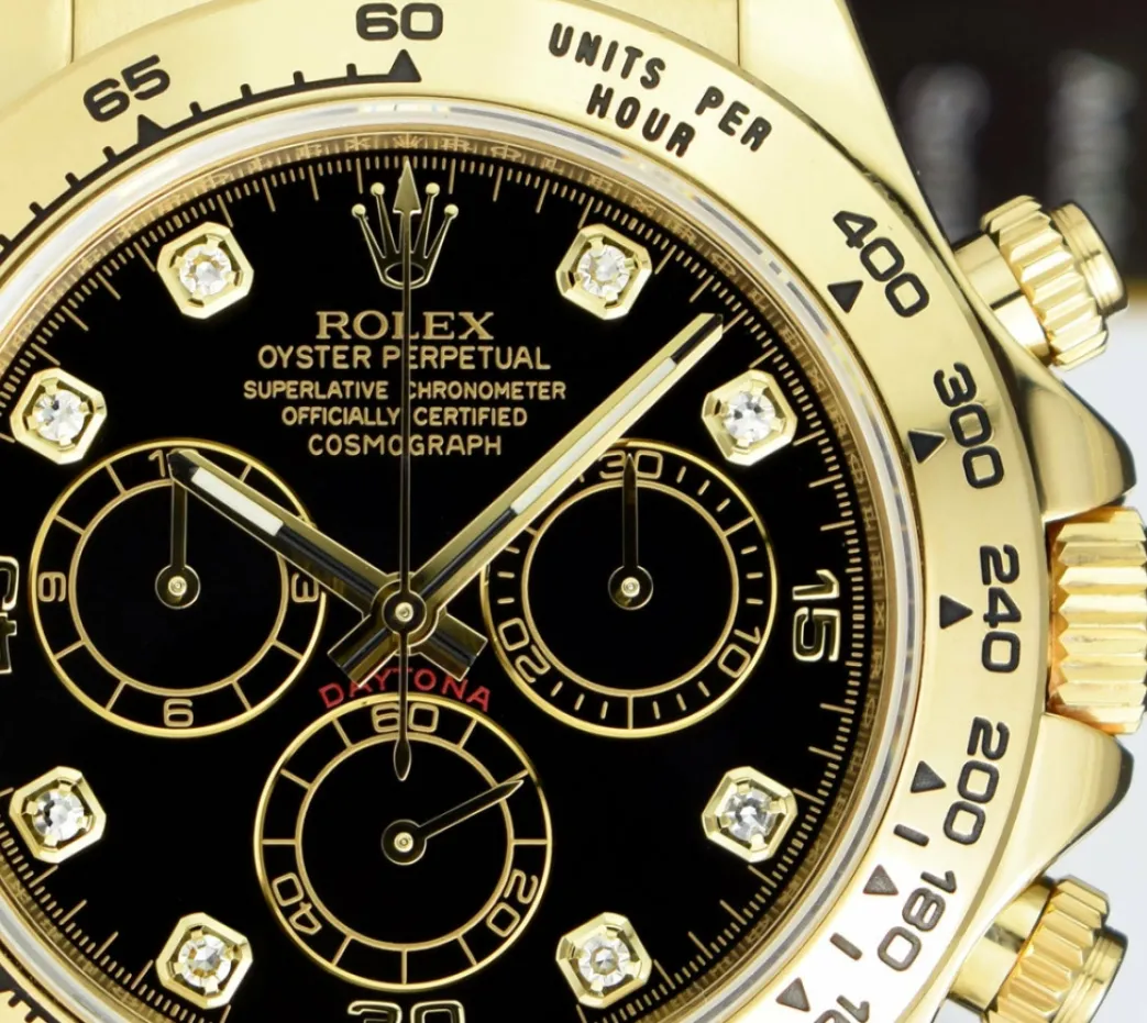 rolex_rehaut_kt_gold_dayt_6-1.webp Sports Watches | Men's Watches | Sant Blanc ROLEX Rehaut 18kt Gold Daytona Black Diamond Black Strap w/Box and Boxes Model 116518