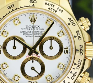 Racing Professional Watches | Sant Blanc ROLEX Rehaut 18kt Gold Daytona White Diamond Dial Burgundy Strap Model 116518