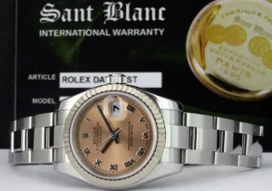 Ladies Watches | Dress Watches | Sant Blanc ROLEX REHAUT Ladies 26mm White Gold & Stainless Steel Datejust Rose Roman Dial Model 179174