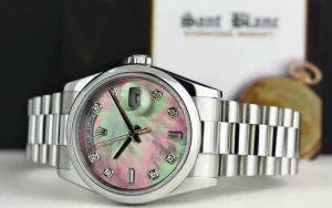 Men's Watches | President Dress Watches | Sant Blanc ROLEX REHAUT Mens Day Date 36 Platinum President MOP Diamond Model 118206