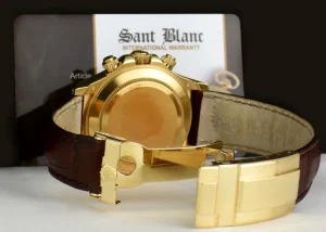 Sports Watches | Men's Watches | Sant Blanc ROLEX REHAUT Mens 18kt Gold Daytona White Index Burgundy Strap Model 116518