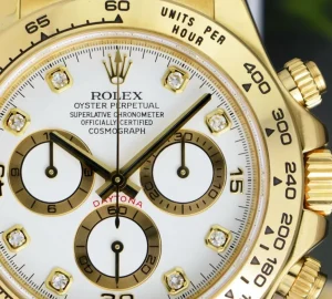 Racing Professional Watches | Sant Blanc ROLEX Rehaut Mens 18kt Gold Daytona White Diamond Dial Brown Strap Model 116518