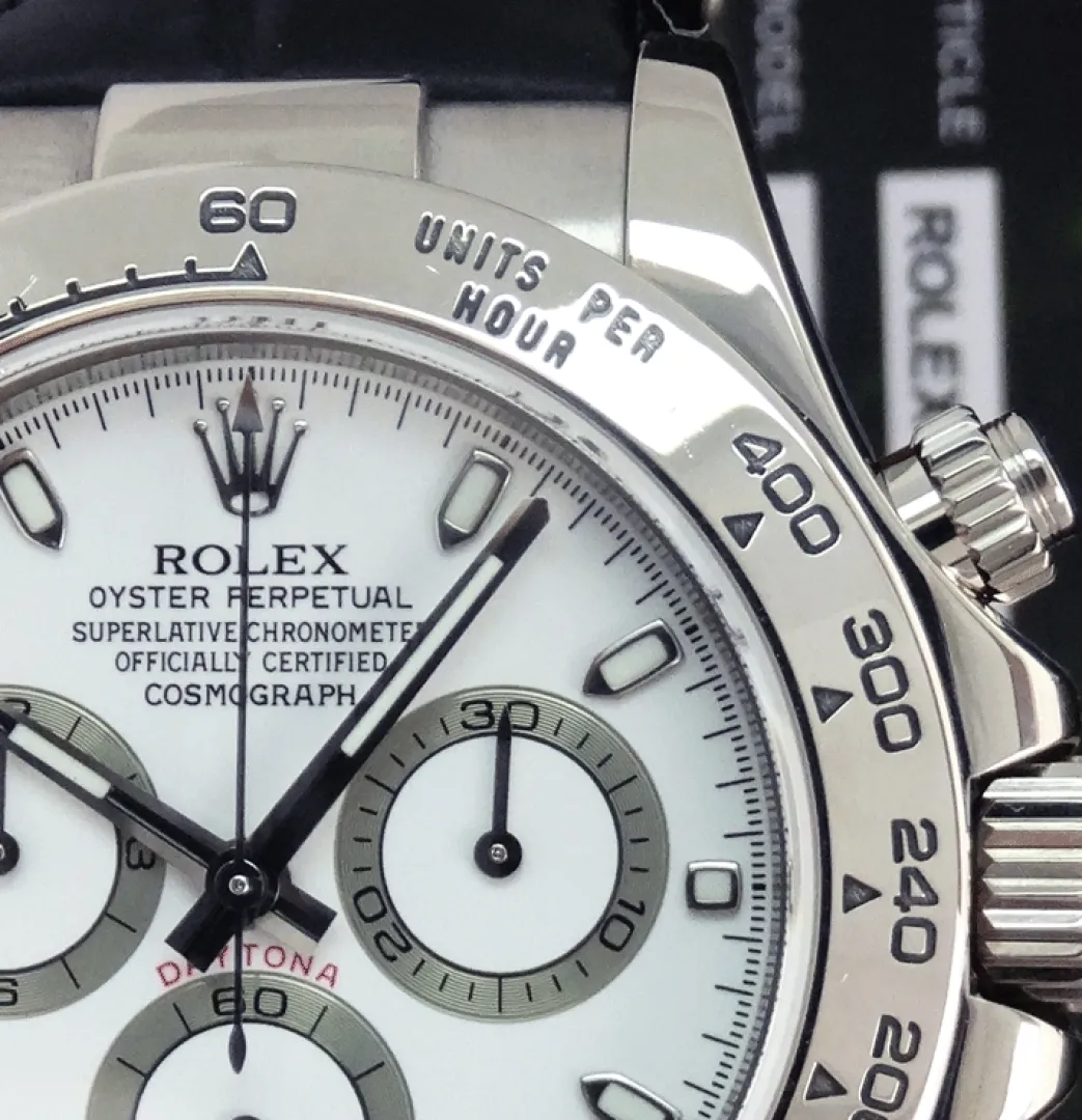 rolex_rehaut_mens_kt_whit_7.webp Sports Watches | Racing Professional Watches | Sant Blanc ROLEX Rehaut Mens 18kt White Gold Daytona with White Index Dial and Black Strap Model 116519