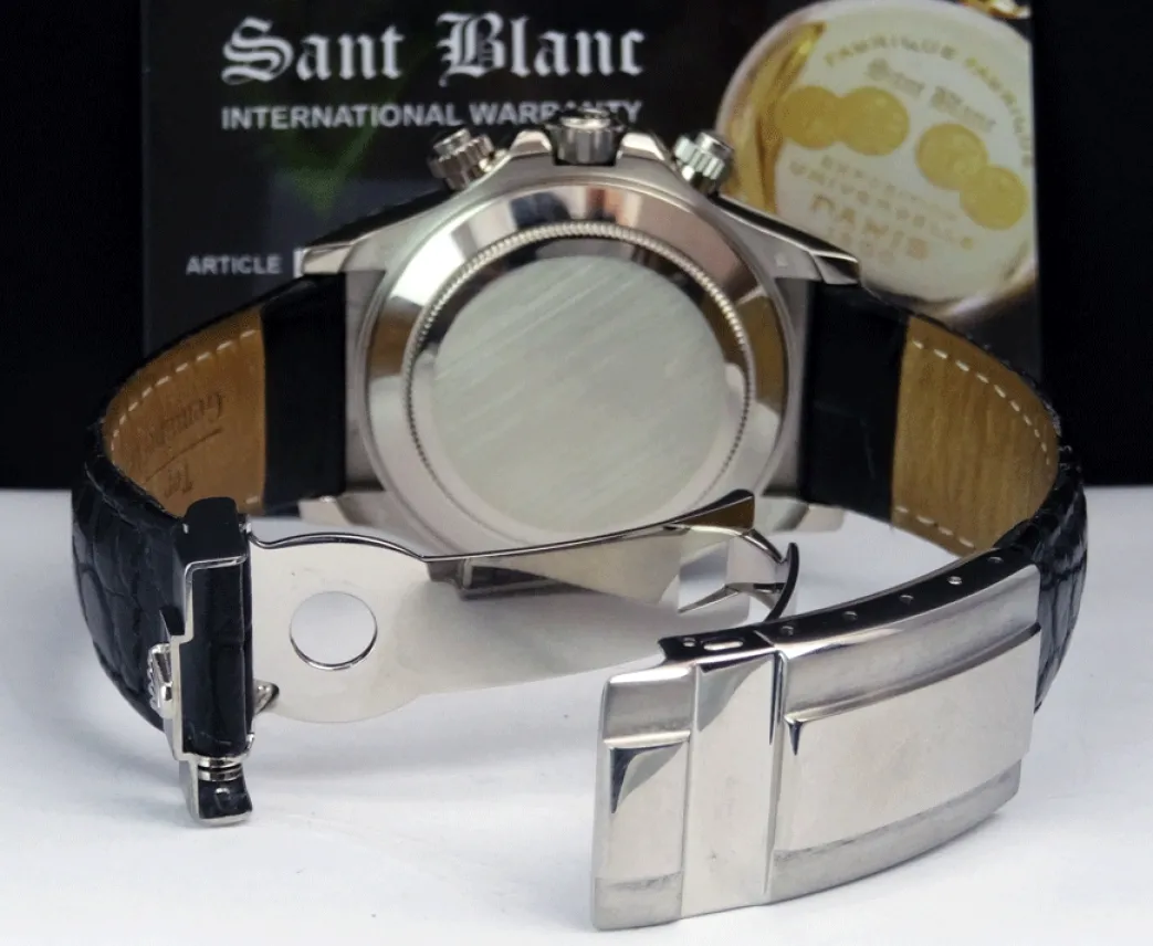 rolex_rehaut_mens_kt_whit_9.webp Sports Watches | Racing Professional Watches | Sant Blanc ROLEX Rehaut Mens 18kt White Gold Daytona with White Index Dial and Black Strap Model 116519