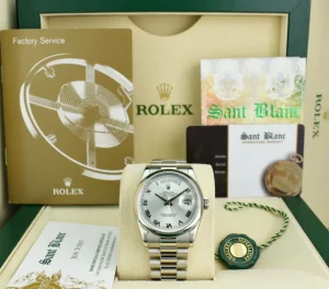 President Dress Watches | Men's Watches | Sant Blanc ROLEX REHAUT Mens Platinum President Day Date Bold Roman Dial Model 118206