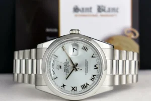 President Dress Watches | Men's Watches | Sant Blanc ROLEX REHAUT Mens Platinum President Day Date Bold Roman Dial Model 118206