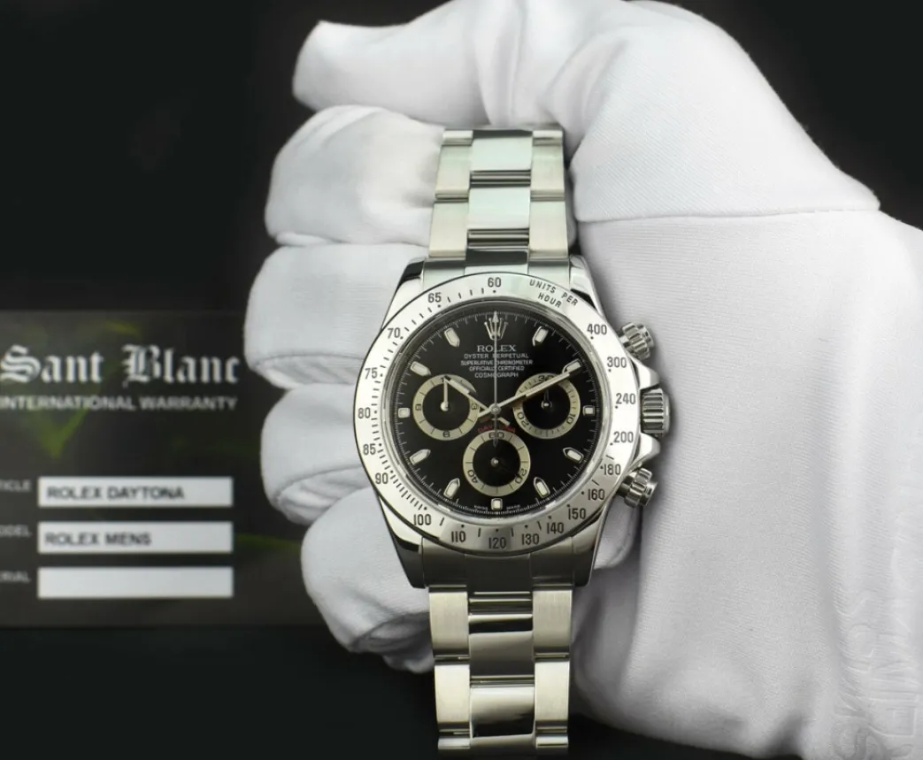 rolex_rehaut_mens_stainle_1.webp Men's Watches | Racing Professional Watches | Sant Blanc ROLEX Rehaut Mens Stainless Steel Daytona Black Index Dial Model 116520
