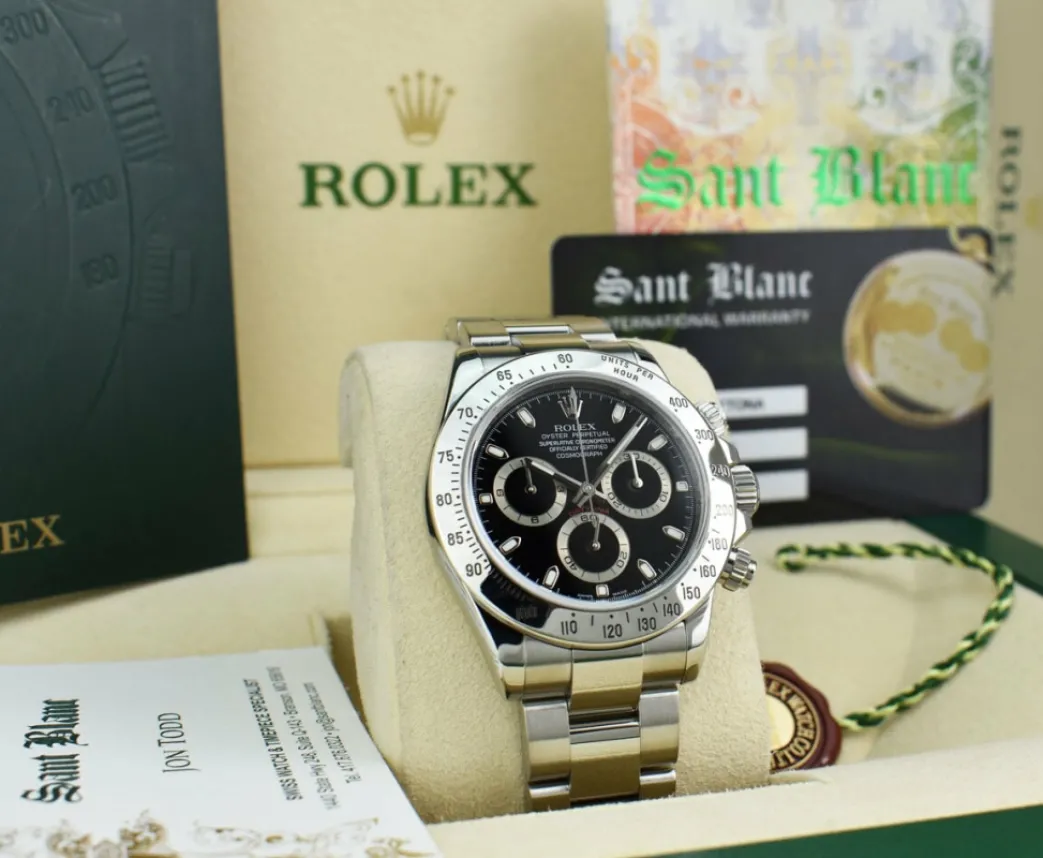 rolex_rehaut_mens_stainle_10.webp Men's Watches | Racing Professional Watches | Sant Blanc ROLEX Rehaut Mens Stainless Steel Daytona Black Index Dial Model 116520