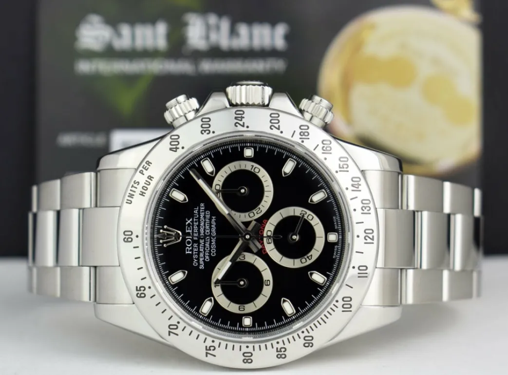 rolex_rehaut_mens_stainle_2.webp Men's Watches | Racing Professional Watches | Sant Blanc ROLEX Rehaut Mens Stainless Steel Daytona Black Index Dial Model 116520