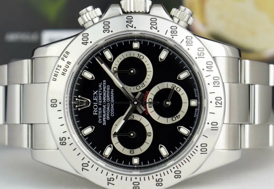 rolex_rehaut_mens_stainle_3.webp Men's Watches | Racing Professional Watches | Sant Blanc ROLEX Rehaut Mens Stainless Steel Daytona Black Index Dial Model 116520