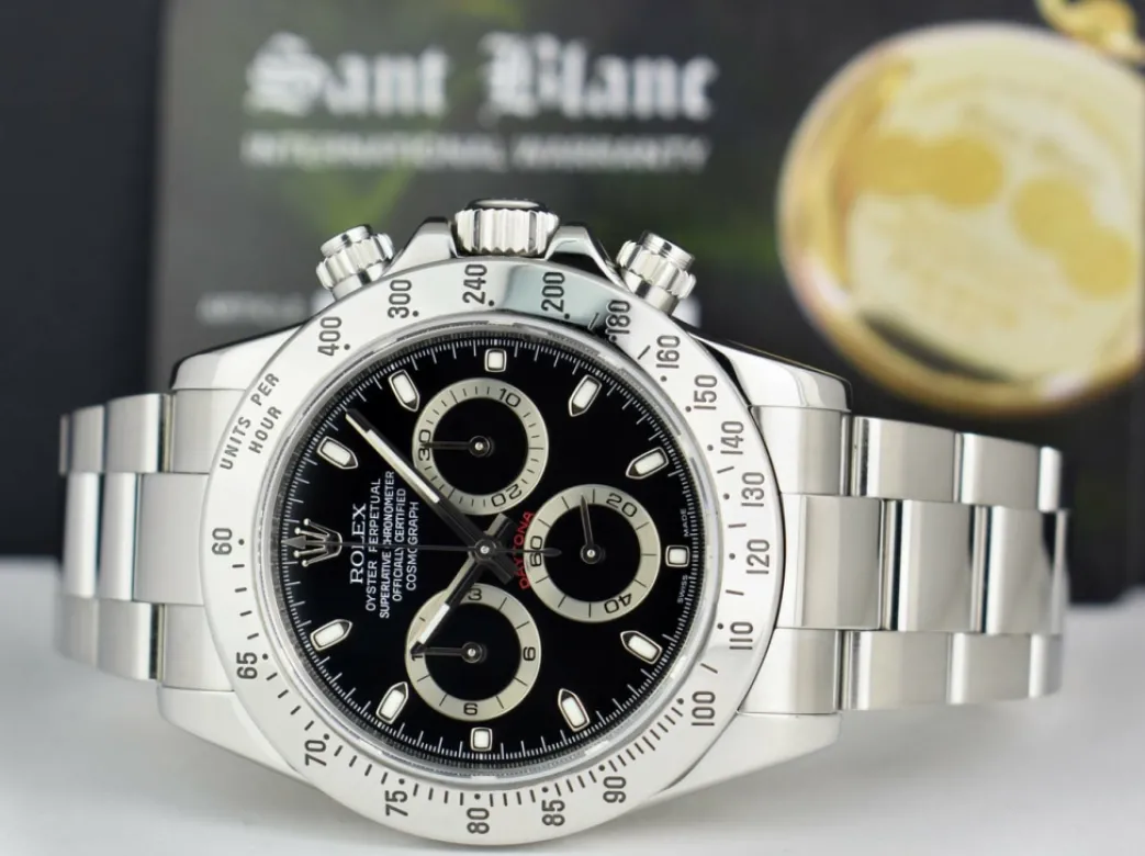 rolex_rehaut_mens_stainle_6.webp Men's Watches | Racing Professional Watches | Sant Blanc ROLEX Rehaut Mens Stainless Steel Daytona Black Index Dial Model 116520