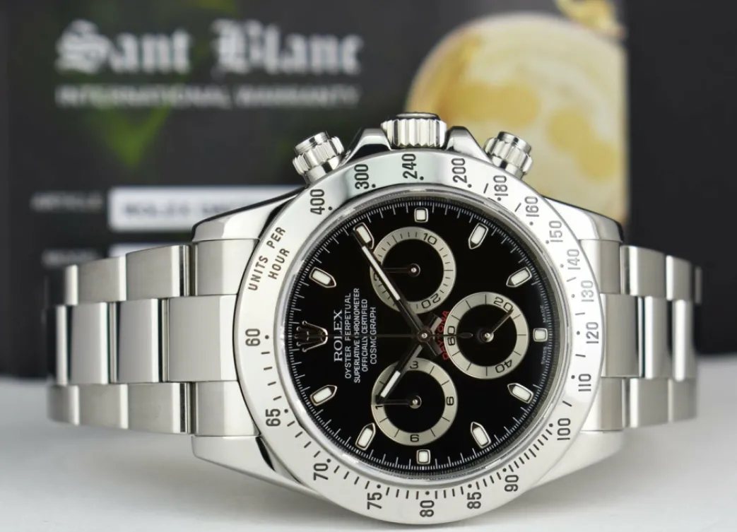 rolex_rehaut_mens_stainle_8.webp Men's Watches | Racing Professional Watches | Sant Blanc ROLEX Rehaut Mens Stainless Steel Daytona Black Index Dial Model 116520