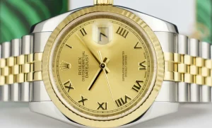 Dress Watches | Sant Blanc ROLEX Rehaut 36mm 18kt Gold & Stainless Steel DateJust Champagne Roman Model 116233