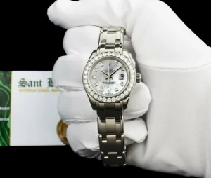 The Masterpiece | Sant Blanc ROLEX Rehaut 29mm 18kt White Gold Masterpiece Mother of Pearl Diamond Model 80299