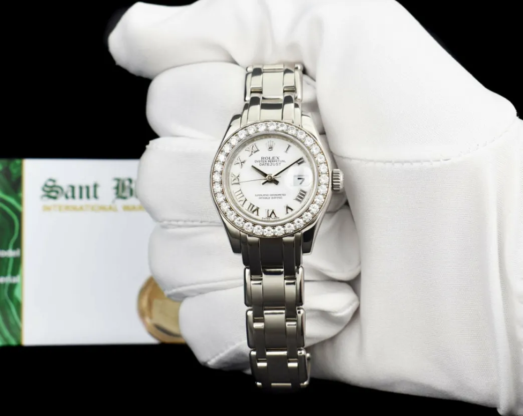 rolex_rehaut_mm_kt_white__1.webp Ladies Watches | The Masterpiece | Sant Blanc ROLEX Rehaut 29mm 18kt White Gold Masterpiece White Bold Roman Model 80299