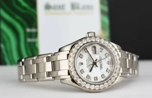 The Masterpiece | Sant Blanc ROLEX Rehaut 29mm 18kt White Gold Masterpiece Mother of Pearl Diamond Model 80299