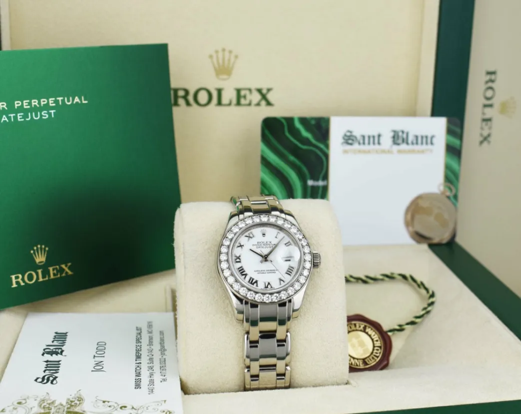 rolex_rehaut_mm_kt_white__7.webp Ladies Watches | The Masterpiece | Sant Blanc ROLEX Rehaut 29mm 18kt White Gold Masterpiece White Bold Roman Model 80299