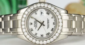 The Masterpiece | Sant Blanc ROLEX Rehaut 29mm 18kt White Gold Masterpiece White Roman Dial Model 80299