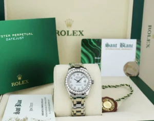 The Masterpiece | Sant Blanc ROLEX Rehaut 29mm 18kt White Gold Masterpiece White Diamond Model 80299