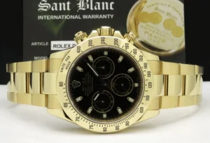 Racing Professional Watches | Men's Watches | Sant Blanc ROLEX Rehaut 40mm 18kt Yellow Gold Daytona Black Index Dial Model 116528