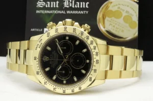Racing Professional Watches | Men's Watches | Sant Blanc ROLEX Rehaut 40mm 18kt Yellow Gold Daytona Black Index Dial Model 116528