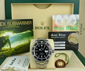 Diving Professional Watches | Men's Watches | Sant Blanc ROLEX Rehaut 40mm Stainless Submariner Black Index No Holes Model 16610