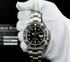 Diving Professional Watches | Men's Watches | Sant Blanc ROLEX Rehaut 40mm Stainless Submariner Black Index No Holes Model 16610