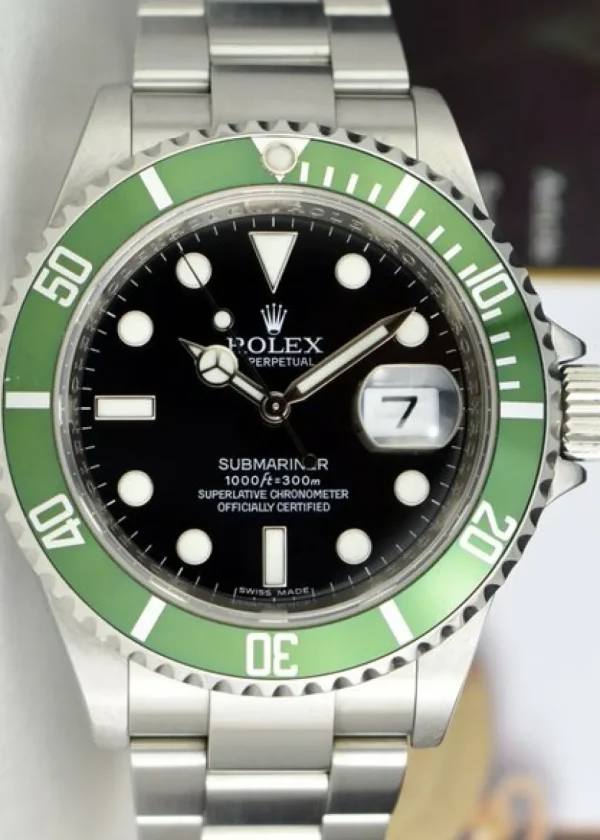 Diving Professional Watches | Sant Blanc ROLEX Rehaut 40mm Stainless Steel Submariner Green Bezel Kermit Model 16610