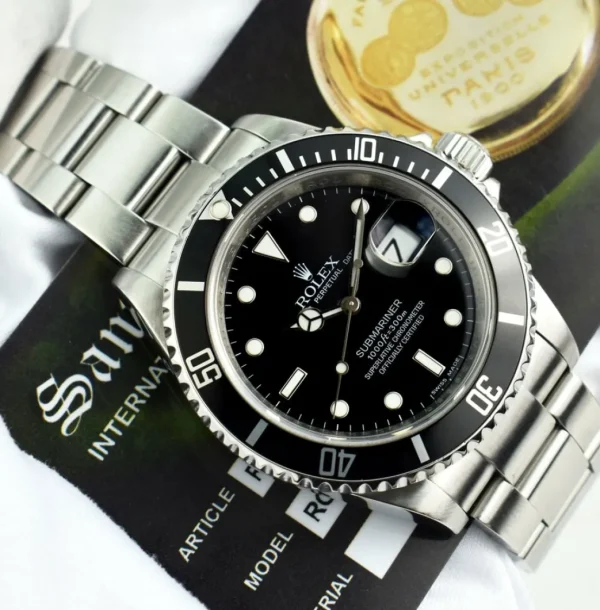 Diving Professional Watches | Men's Watches | Sant Blanc ROLEX Rehaut 40mm Stainless Submariner Black Index No Holes Model 16610
