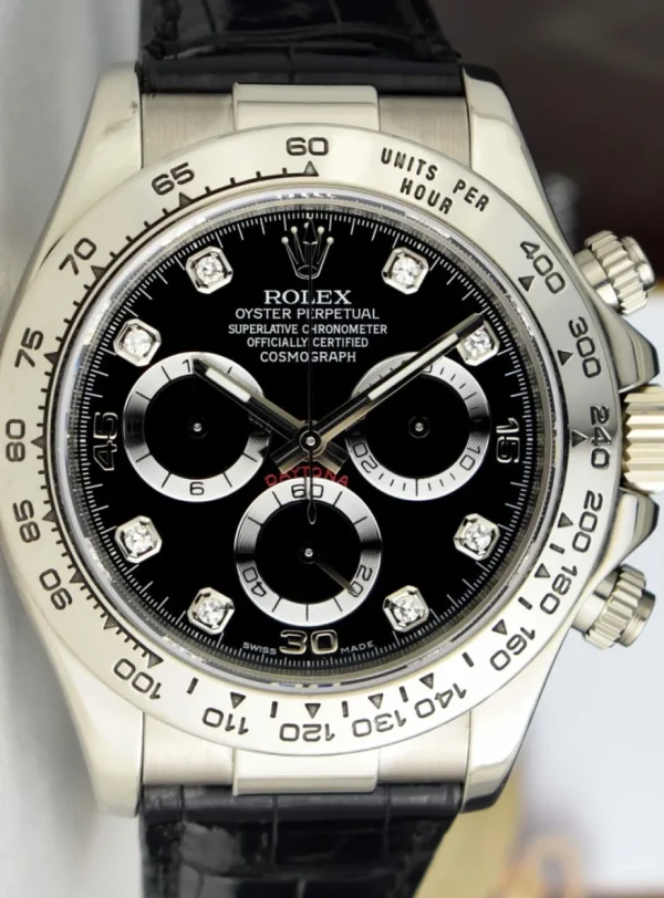 Sports Watches | Men's Watches | Sant Blanc ROLEX REHAUT 40mm White Gold DAYTONA Black Diamond Dial Model 116519