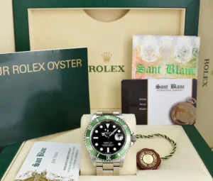 Diving Professional Watches | Sant Blanc ROLEX Rehaut Stainless Steel Submariner Kermit Green Bezel Model 16610