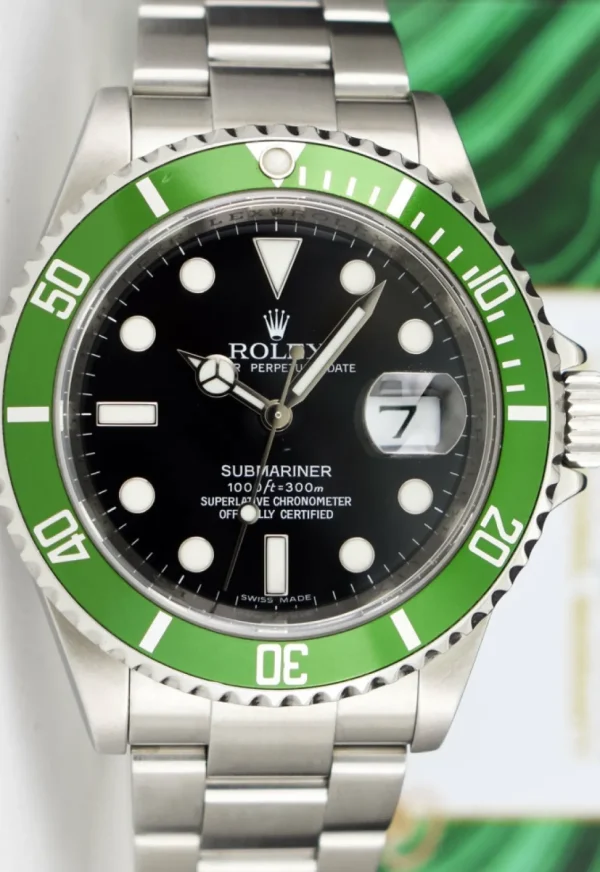 Diving Professional Watches | Sant Blanc ROLEX Rehaut Stainless Steel Submariner Green Bezel Kermit Model 16610 LV