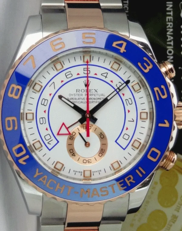 Yachting Professional Watches | Men's Watches | Sant Blanc ROLEX Rose Gold & Stainless YachtMaster II Blue Hands Card Model 116681