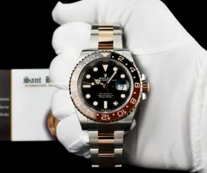 Pilots Professional Watches | Sant Blanc ROLEX Rose Gold & Stainless Steel GMT Master II Root Beer with Card Model 126711 CHNR