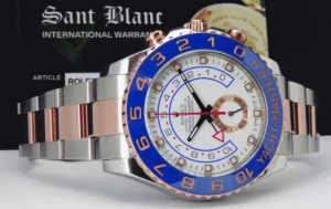 Yachting Professional Watches | Men's Watches | Sant Blanc ROLEX Rose Gold & Stainless YachtMaster II Blue Hands Card Model 116681