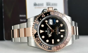 Pilots Professional Watches | Sant Blanc ROLEX Rose Gold & Stainless Steel GMT Master II Root Beer with Card Model 126711 CHNR