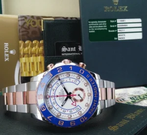 Yachting Professional Watches | Men's Watches | Sant Blanc ROLEX Rose Gold & Stainless YachtMaster II Blue Hands Card Model 116681