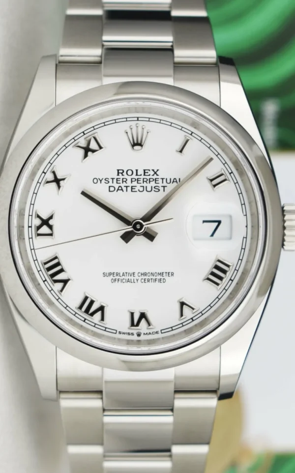Dress Watches | Sant Blanc ROLEX Stainless Steel DateJust 36 White Roman with Card Model 126200