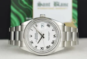 Dress Watches | Sant Blanc ROLEX Stainless Steel DateJust 36 White Roman with Card Model 126200