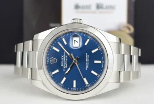 Dress Watches | Sant Blanc ROLEX Stainless Steel DateJust 41 Blue Index Dial Box & Tags Model 126300