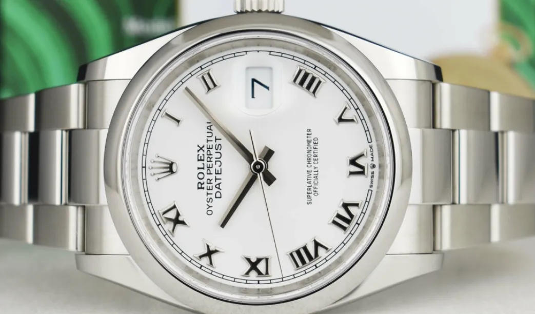 rolex_stainless_steel_dat_5.webp Dress Watches | Sant Blanc ROLEX Stainless Steel DateJust 36 White Roman with Card Model 126200