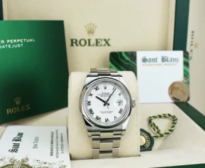 Dress Watches | Sant Blanc ROLEX Stainless Steel DateJust 36 White Roman with Card Model 126200