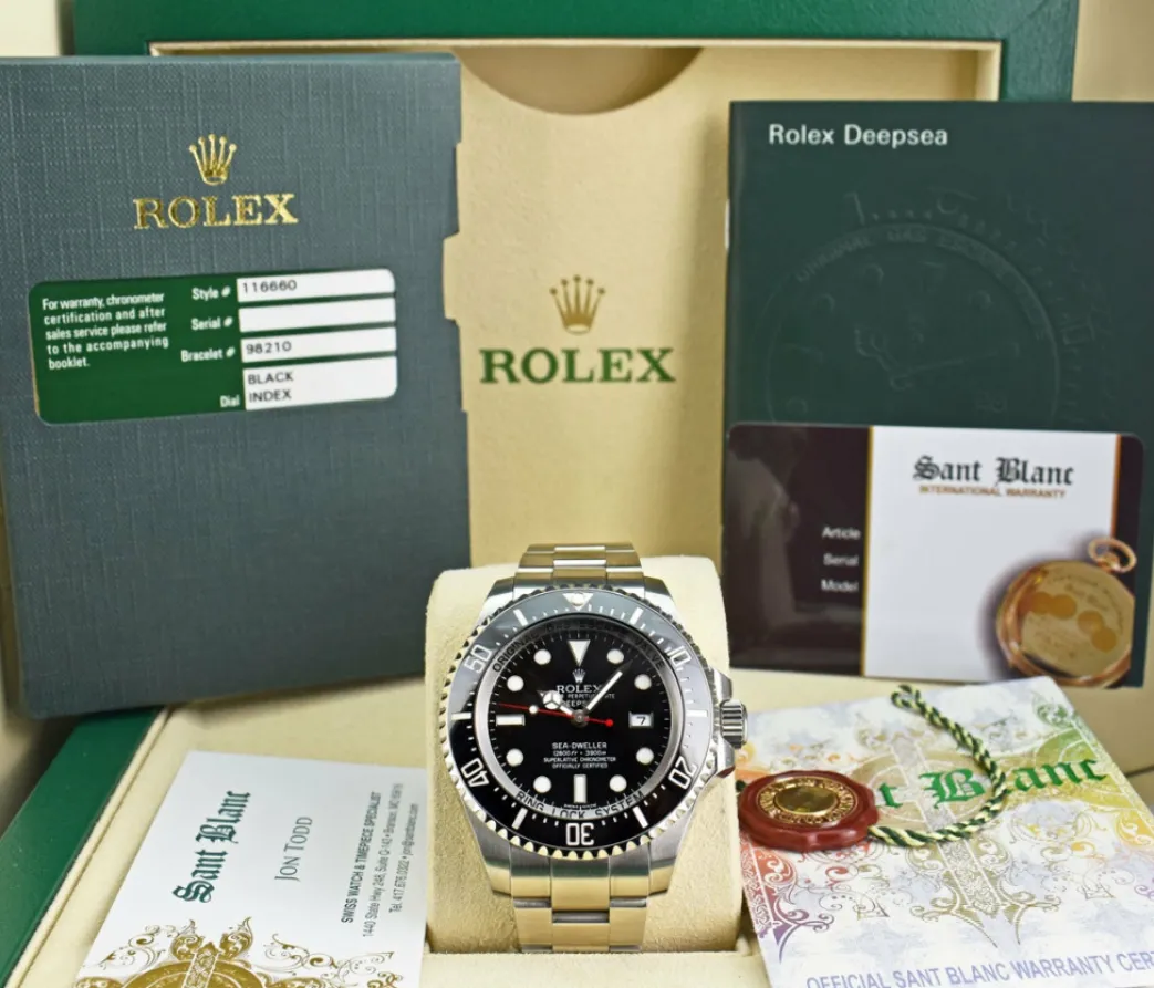 rolex_stainless_steel_dee_0-3.webp Sports Watches | Deep Diving Professional Watches | Sant Blanc ROLEX Stainless Steel Deepsea SeaDweller Black Dial Red Hand Box & Card Model 116660
