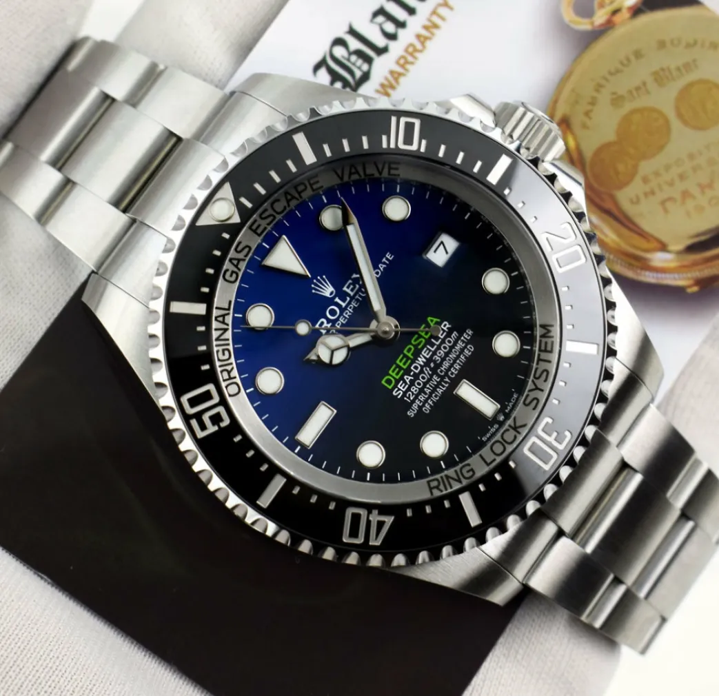 rolex_stainless_steel_dee_4-2.webp Sports Watches | Deep Diving Professional Watches | Sant Blanc ROLEX Stainless Steel Deepsea SeaDweller Blue Gradient James Cameron Dial Model 126660