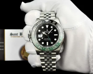 Pilots Professional Watches | Men's Watches | Sant Blanc ROLEX Stainless Steel GMT Master II Green & Black "Sprite" Bezel Model 126720 VTNR