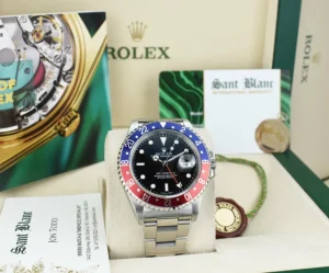 Men's Watches | Pilots Professional Watches | Sant Blanc ROLEX Stainless Steel GMT Master II Pepsi Bezel Swiss Made Dial Model 16710