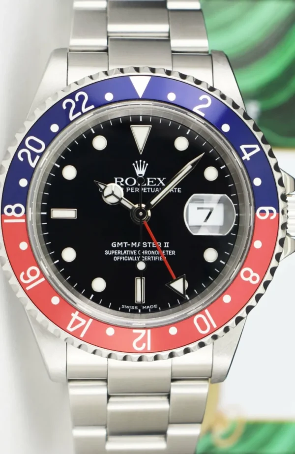 Pilots Professional Watches | Sant Blanc ROLEX Stainless Steel GMT Master II Pepsi Bezel Model 16710