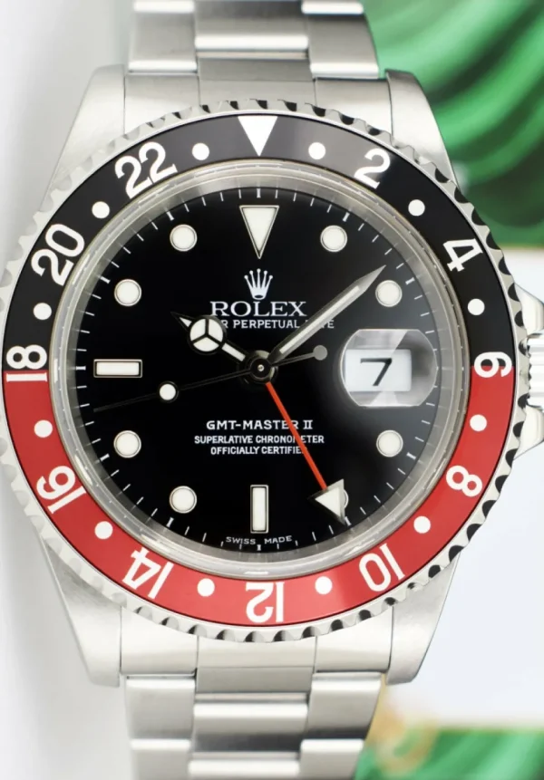 Pilots Professional Watches | Sant Blanc ROLEX Stainless Steel GMT Master II Coke Bezel Swiss Made Dial Model 16710