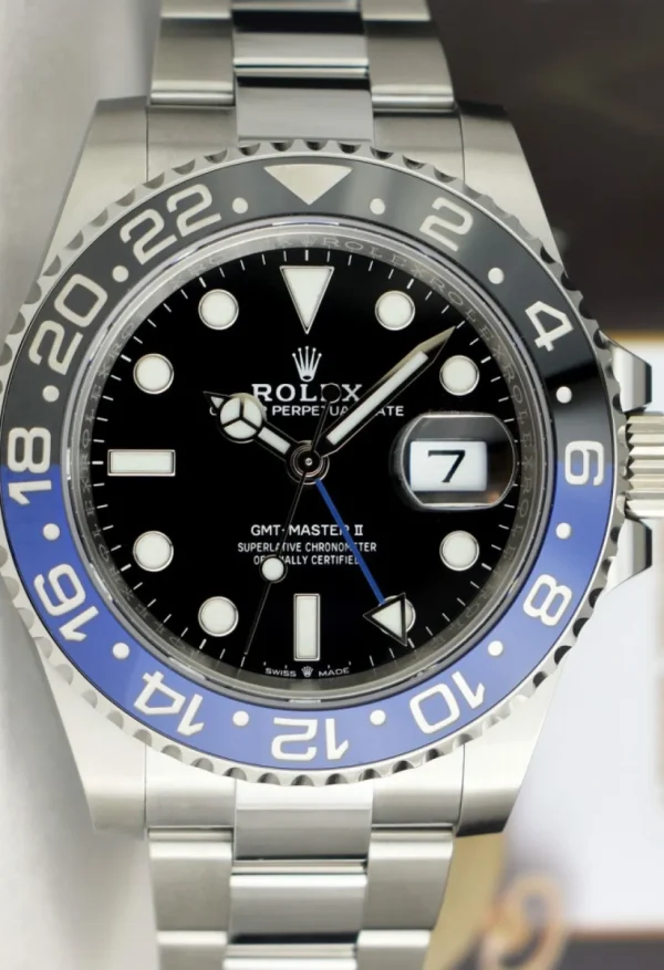 Pilots Professional Watches | Sant Blanc ROLEX Stainless Steel GMT Master II Batman with Card Model 126710 BLNR